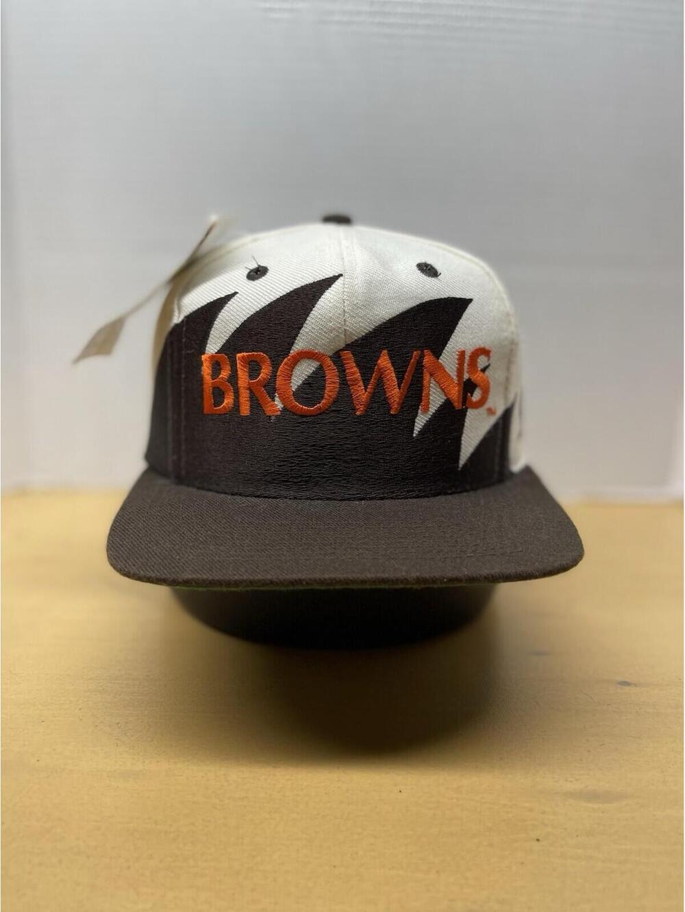 Vintage 90s Cleveland Browns Logo Athletic Sharktooth Snapback Hat Cap NFL